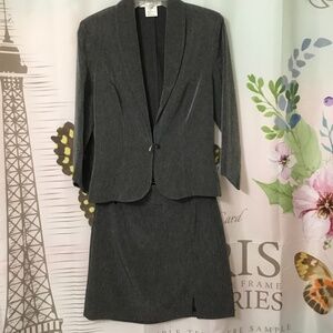 Vintage LA BELLE EUC WOMEN'S SIZE 7 JACKET & SKIRT BUSINESS CASUAL SET In GRAY